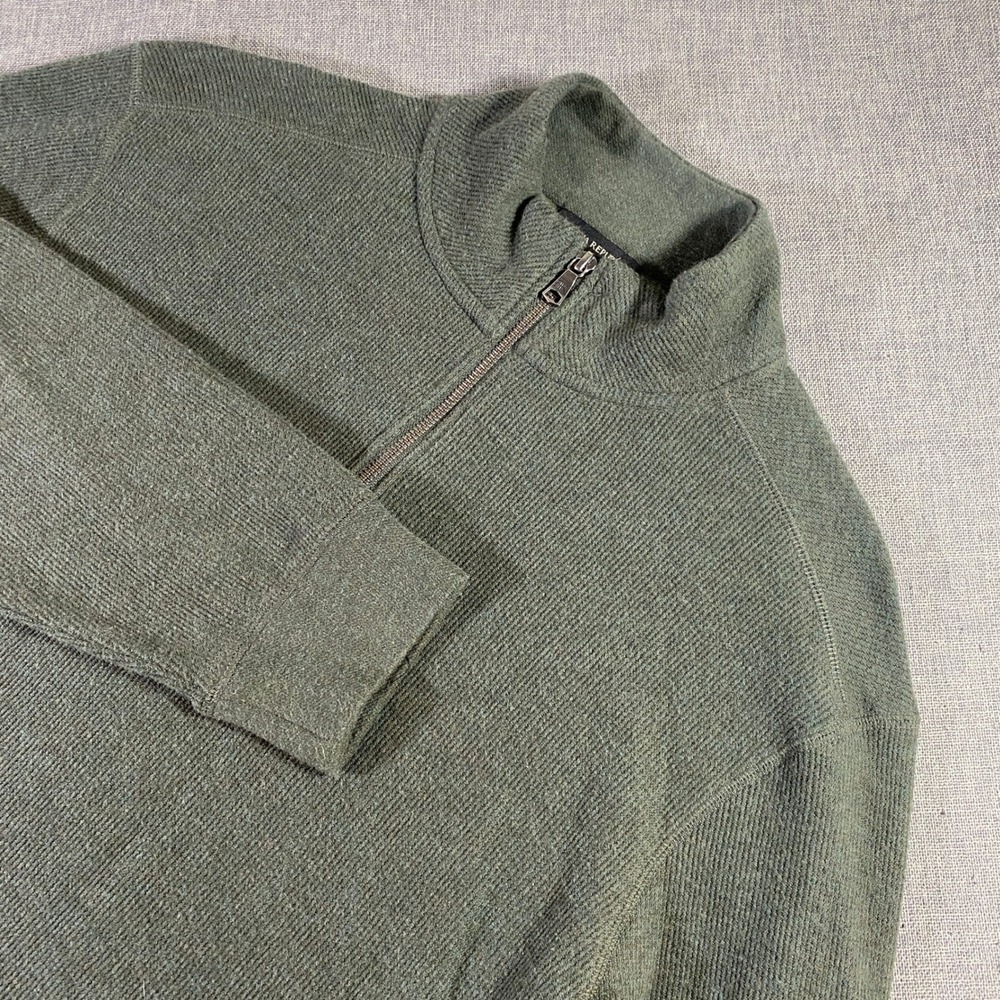 Banana‎ Republic Mens L Olive Green Quarter Zip Pullover Sweater